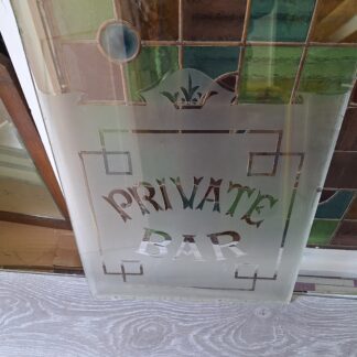 Etched original pub door glass